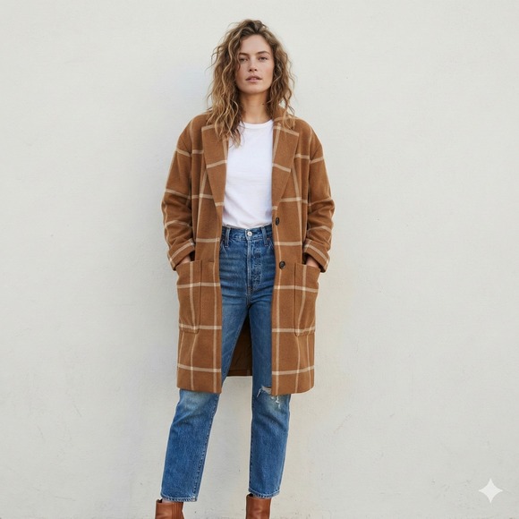 Madewell Jackets & Blazers - Madewell Windowpane Elmcourt Coat Womens Small Insuluxe Fabric Dried Cedar